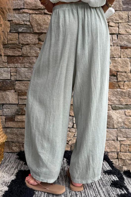 Lina Linen Blend Barrel Pant Washed Khaki